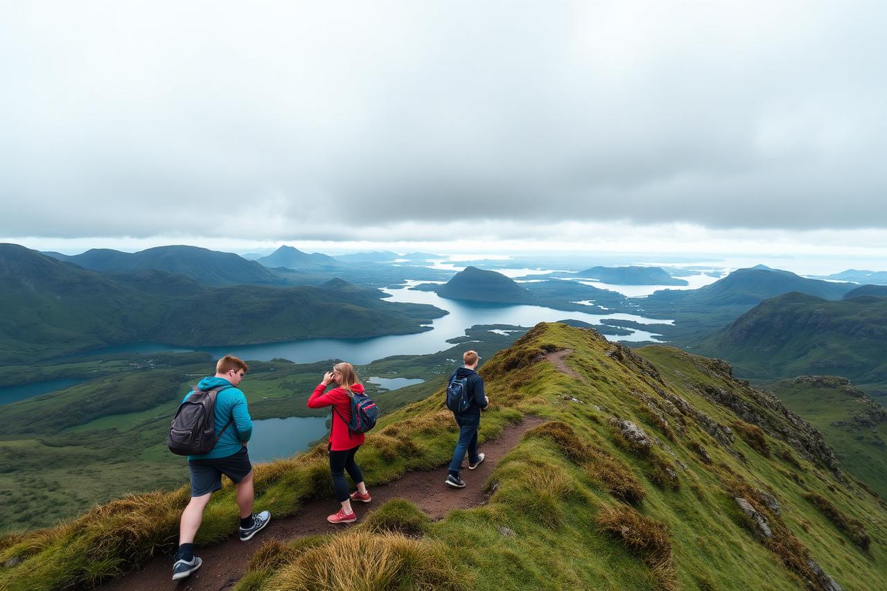 Green mountains and lakes in Connemara, Ireland